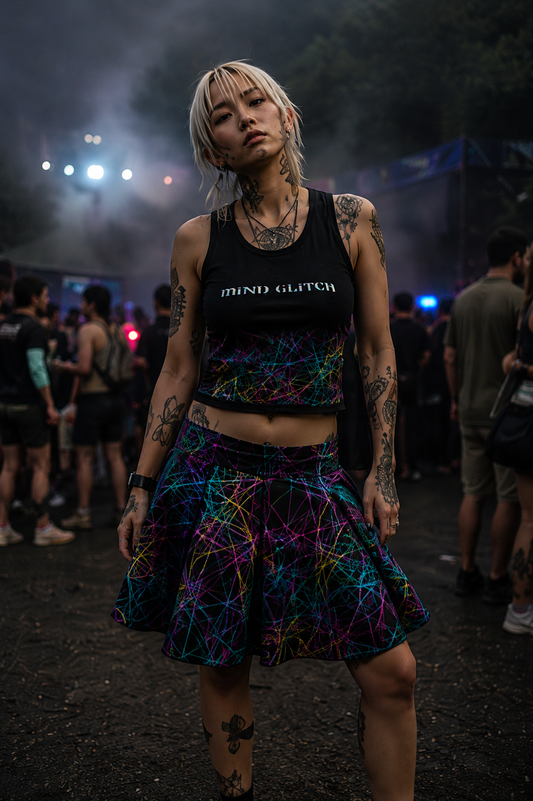 Mind Glitch Skater Skirt